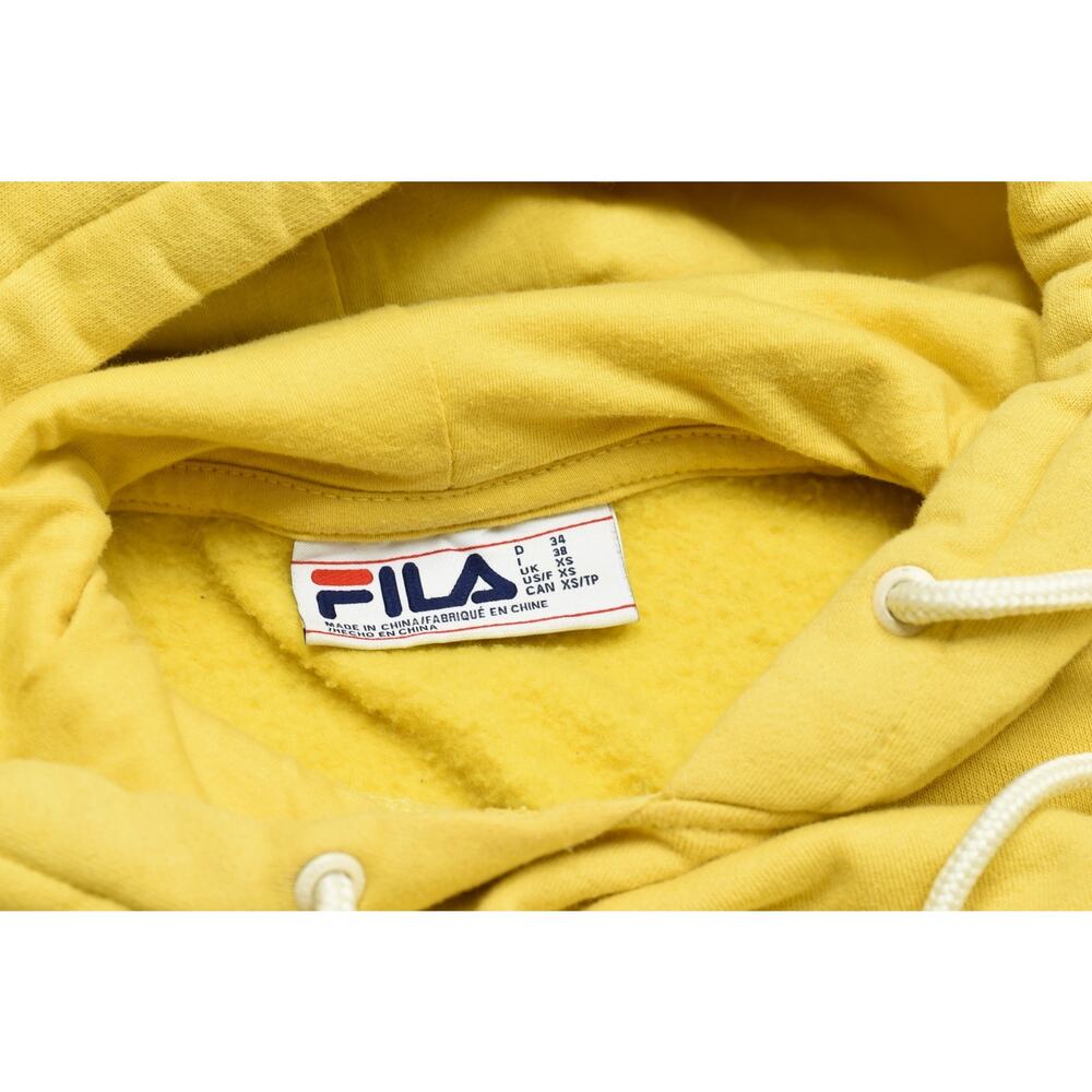 FILA Yellow Cropped Hoodie Women's Regular Size XS with Striped Cuffs - Picture 8 of 8